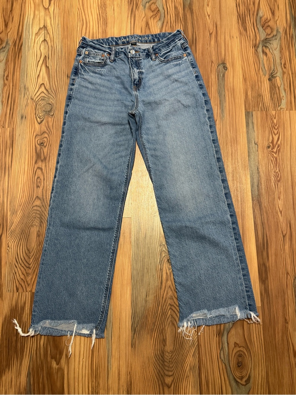 American Eagle Outfitters Women's Raw Hem Wide Leg Jeans
